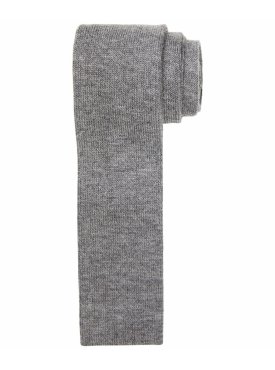  Szary wełniany krawat knit z dodatkiem kaszmiru – Profuomo Originale
