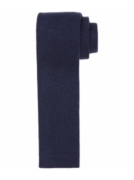 Wełniany krawat knit z dodatkiem kaszmiru, odcień navy blue – Profuomo