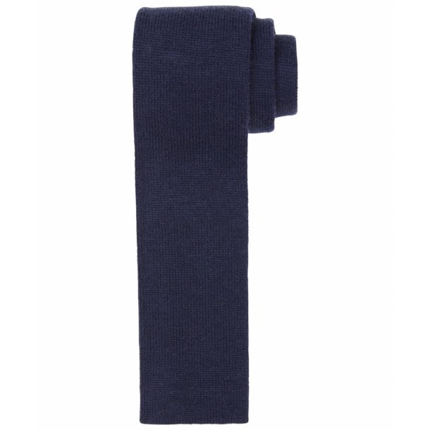 Wełniany krawat knit z dodatkiem kaszmiru, odcień navy blue – Profuomo
