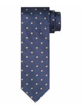 Granatowy jedwabny krawat w groszki – Profuomo