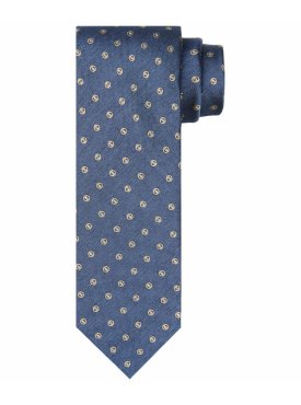 Granatowy krawat jedwabny w groszkowy rzucik – Profuomo