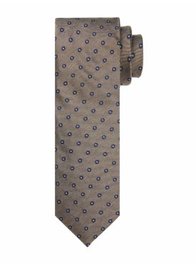 Kamelowy krawat jedwabny w granatowy rzucik – Profuomo