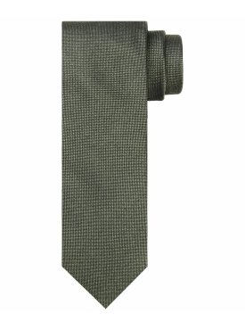Gładki krawat jedwabny w odcieniu oliwkowym – Profuomo