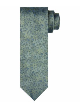 Jedwabny krawat w jasnozielone kwiaty – Profuomo