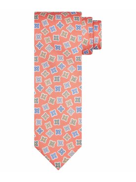 Elegancki krawat Profuomo pomarańczowo koralowy we wzór