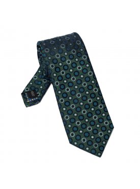 Jedwabny zielony krawat w grochy extra long Hemley