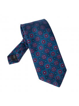 Elegancki ciemnoniebieski krawat jedwabny Hemley w romby extra long