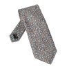 Elegancki szary krawat jedwabny Hemley w kwiecisty wzór