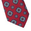 Czerwony krawat jedwabny wzór rozeta VAN THORN 2