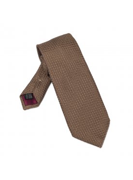 Elegancki krawat VAN THORN w kolorze beżu z grenadyny DŁUGI
