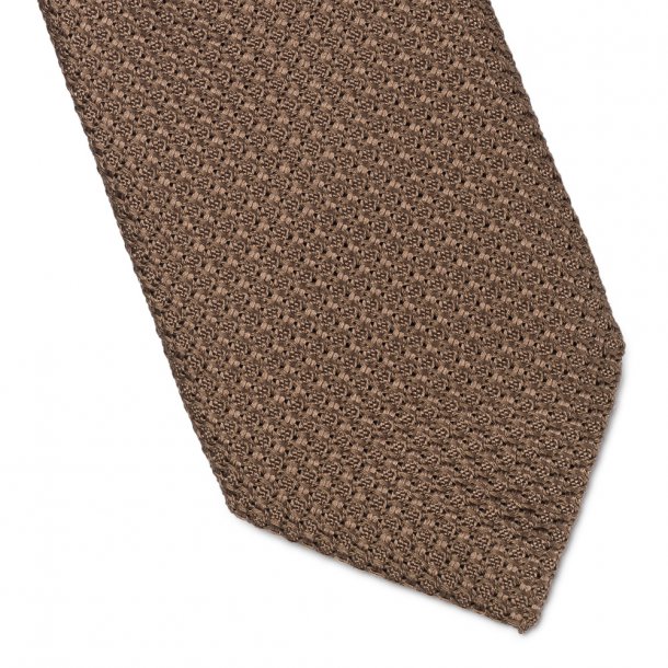 Elegancki krawat VAN THORN w kolorze beżu z grenadyny DŁUGI