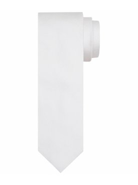 Biały krawat jedwabny  Profuomo - prosty splot