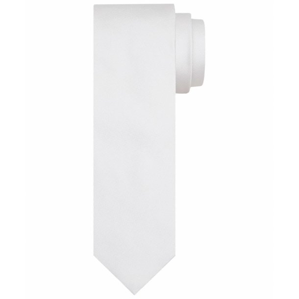 Biały krawat jedwabny  Profuomo - prosty splot