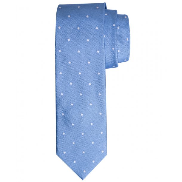 Elegancki błękitny krawat Profuomo w białe grochy