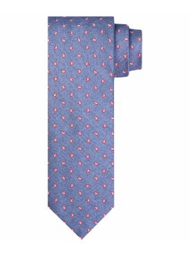 Niebieski jedwabny krawat ze wzorem Profuomo