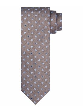 Beżowy jedwabny krawat ze wzorem Profuomo