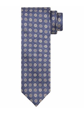 Jedwabny granatowy krawat ze wzorem Profuomo