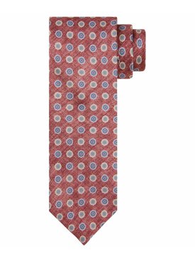 Jedwabny czerwony krawat ze wzorem Profuomo