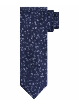 Granatowy krawat w drobne kwiaty 100% jedwab