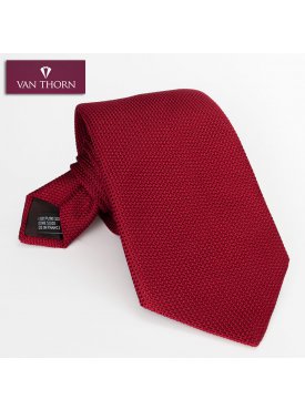 Elegancki czerwony krawat z grenadyny o drobnym splocie - DŁUGI
