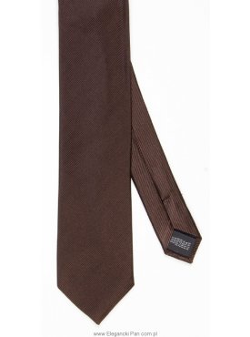 Brązowy krawat jedwabny, wąski 6,5cm