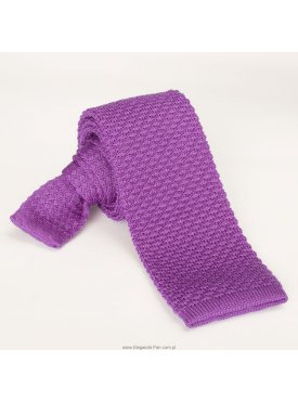 Liliowy wełniany krawat z dzianiny / knit