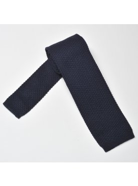 Granatowy bawełniany krawat z dzianiny / knit