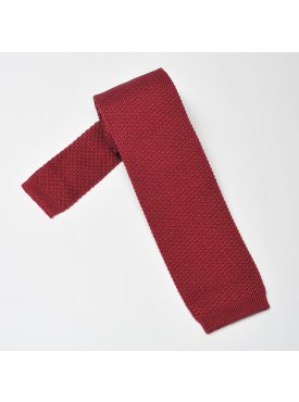 Bordowy bawełniany krawat z dzianiny / knit