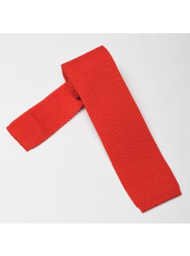 Czerwony bawełniany krawat z dzianiny / knit