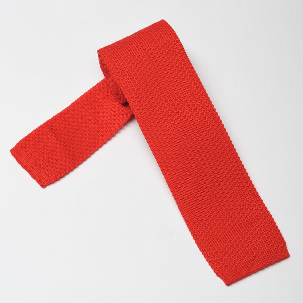 Czerwony bawełniany krawat z dzianiny / knit