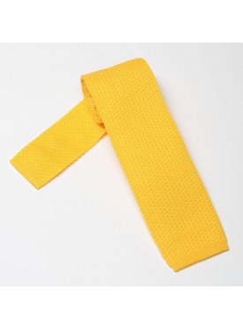 Żółty bawełniany krawat z dzianiny / knit