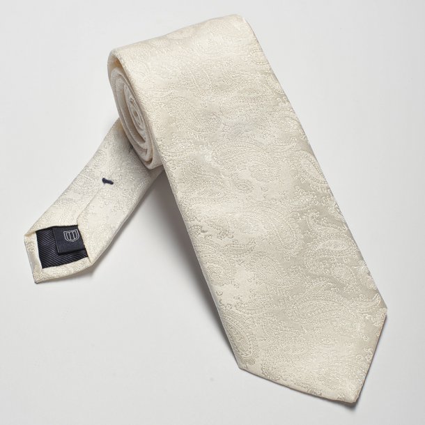 Śmietankowy krawat ślubny we wzór paisley Profuomo