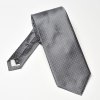 Elegancki DŁUGI szary krawat jedwabny Hemley w białe kropeczki