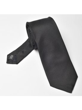 Czarny krawat jedwabny prosty splot Michaelis