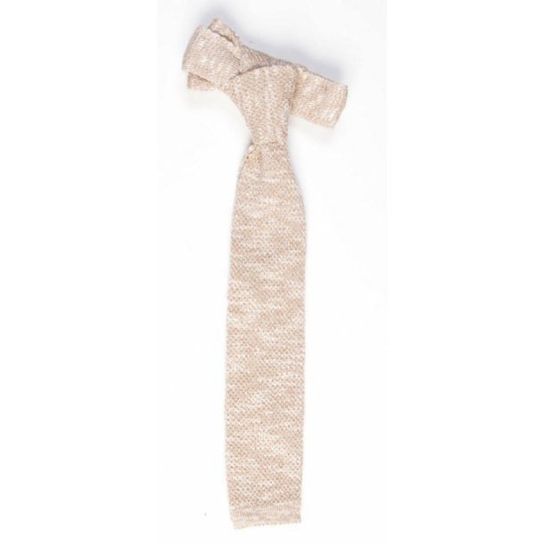 Jasnobeżowy krawat z dzianiny knit
