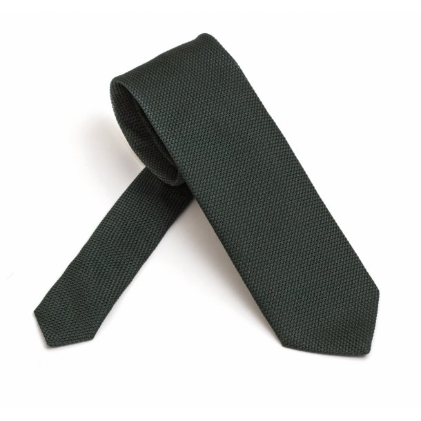Elegancki DŁUGI krawat z grenadyny Van Thorn w kolorze butelkowej zieleni