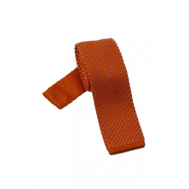 Pomarańczowy krawat knit Hemley w białe kropeczki