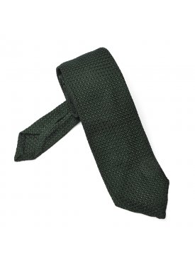 Elegancki zielony krawat z grenadyny bez podszewki