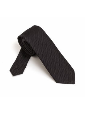 Elegancki DŁUGI czarny krawat z grenadyny Van Thorn 