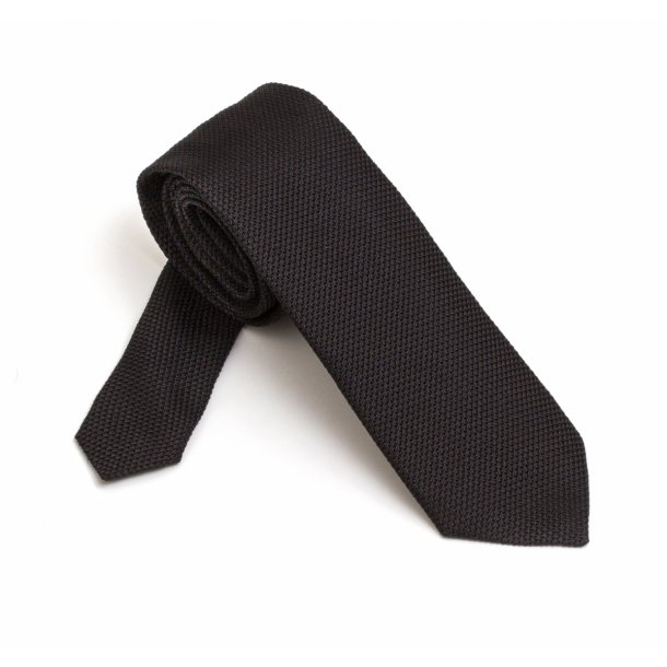 Elegancki DŁUGI czarny krawat z grenadyny Van Thorn 