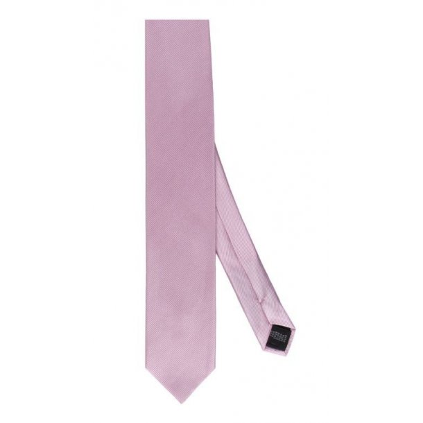 Różowy krawat jedwabny, wąski 6,5cm
