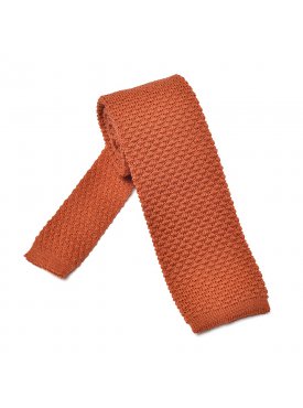 Pomarańczowy wełniany krawat z dzianiny / knit