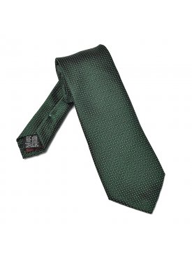 Zielony jedwabny krawat w białe kropeczki