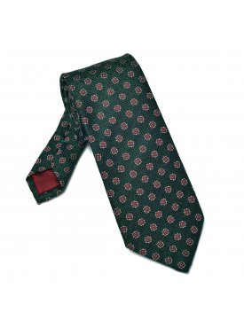 Elegancki zielony krawat Bigi z delikatną strukturą w bordowy wzór