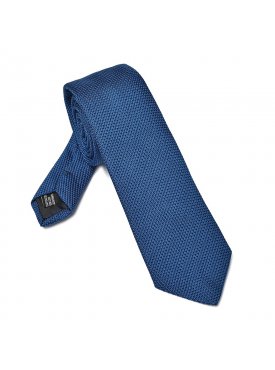 Elegancki niebieski krawat z grenadyny o drobnym splocie