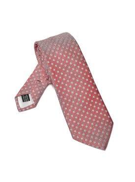 Elegancki czerwony krawat Van Thorn w błękitne kropki