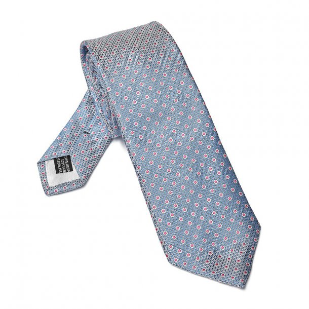 Elegancki błękitny krawat Van Thorn w różowe kropki