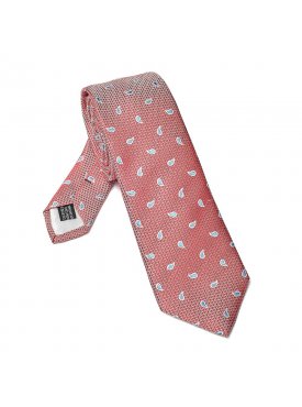 Elegancki czerwony krawat Van Thorn w błękitne paisley