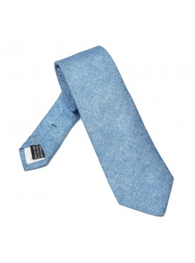 Elegancki DŁUGI błękitny pastelowy lniany krawat Van Thorn 