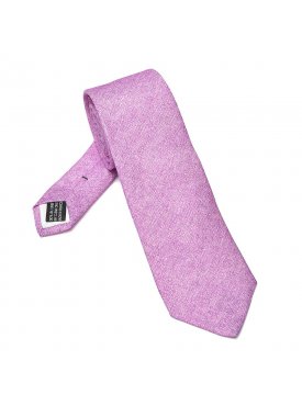 Elegancki DŁUGI lniany krawat Van Thorn w różowo fioletowy melanż